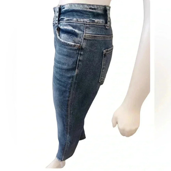 Bridge By Gly High Rise Skinny Medium Wash Raw Hem Jeans Size 32 - Picture 2 of 9